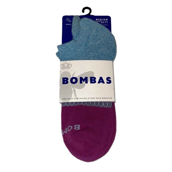 Bombas Womens Ankle Socks Magenta Teal Medium Size 8 - 10.5 NWT Authentic - Picture 1 of 4